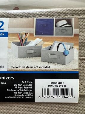 Mainstays Brown Stone Half-Size Collapsible Storage Bins - 2 Pack